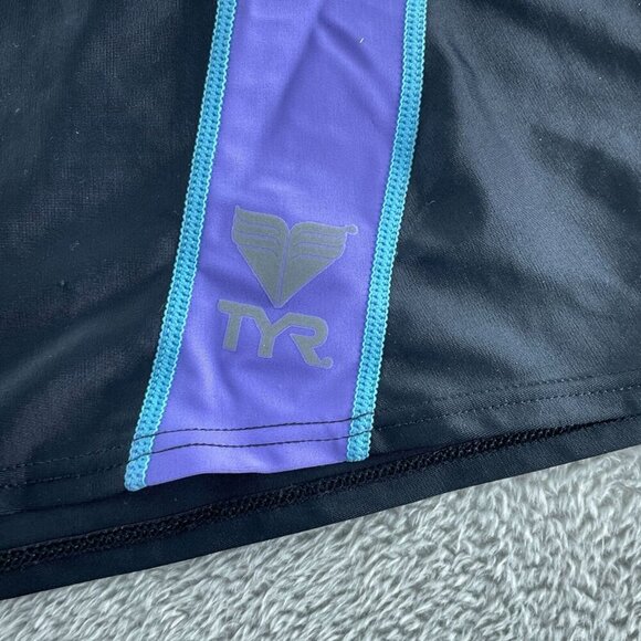TYR Womens DriMax Black Swim Skirt With Purple & Aqua Stripes Size Large 2662 - Picture 5 of 9